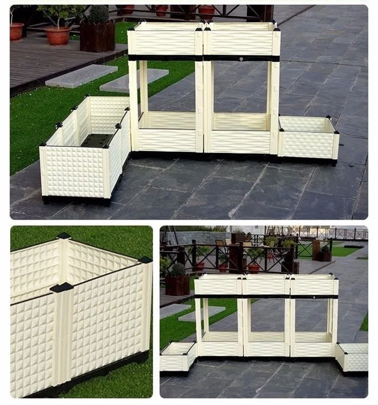 Indoor & Outdoor White Color Plastic Vertical Planting Grow Box For