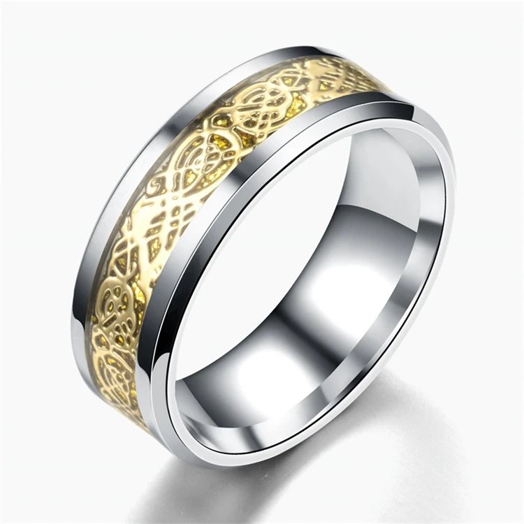 

GT Accessories Cheap Wholesale Male Dragon Pattern Band Titanium Ring, Picture