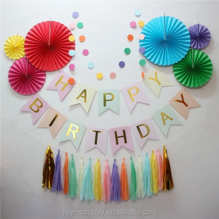 Pink Birthday Party Pack Happy Birthday Bunting Paper Fans とtassel Garland Pack Birthday Decorations Buy Birthday Party Pack Happy Birthday Bunting Birthday Decorations Product On Alibaba Com