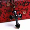 Natural Black Obsidian Carved Cross Lucky pendant free beads necklace for woman man Hand carved Pendants Jewelry
