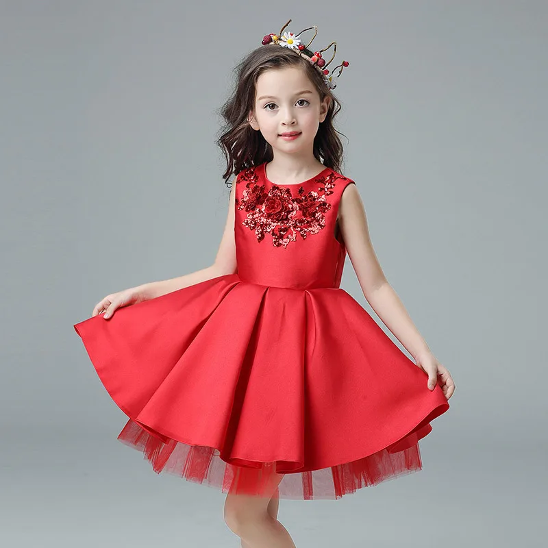 

Style 2740 New model flower girl dress girl party wear wine red western dress