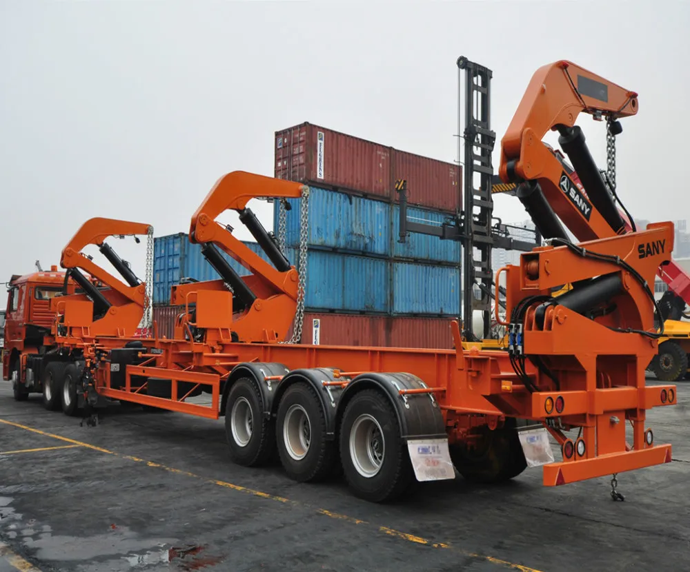 huayu 制造商 20ft 40ft 自装集装箱拖车侧升降机半挂车