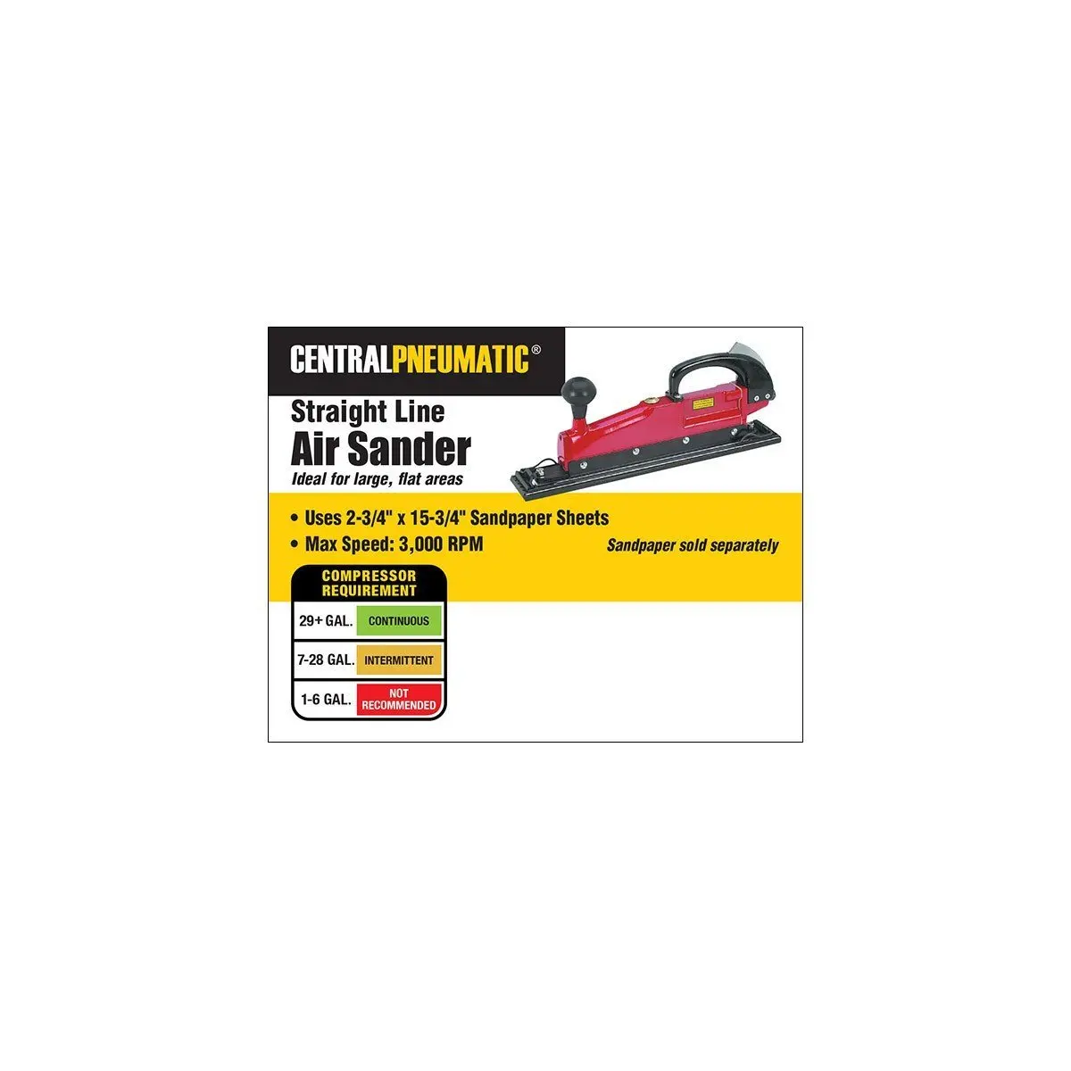 Central Pneumatic Straight Line Air Sander