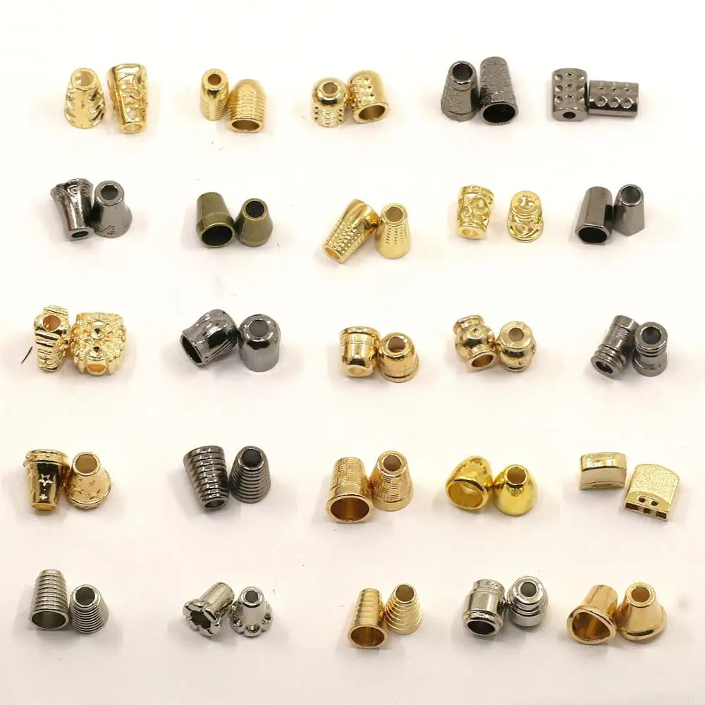 

1000pcs/pack High Quality Small Gold Metal String Cord Ends Stopper For Swimwear