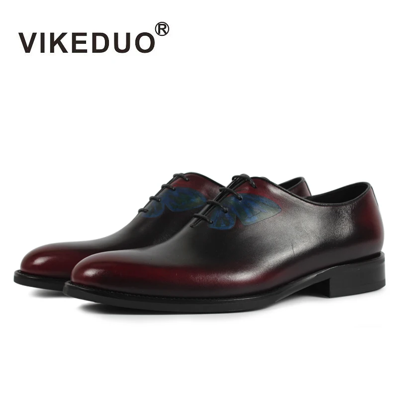 

VIKEDUO Latest Design Pattern Butterfly Genuine Leather Luxury Handmade Oxfords Classic Men Dress Shoes For Men, Mixed color