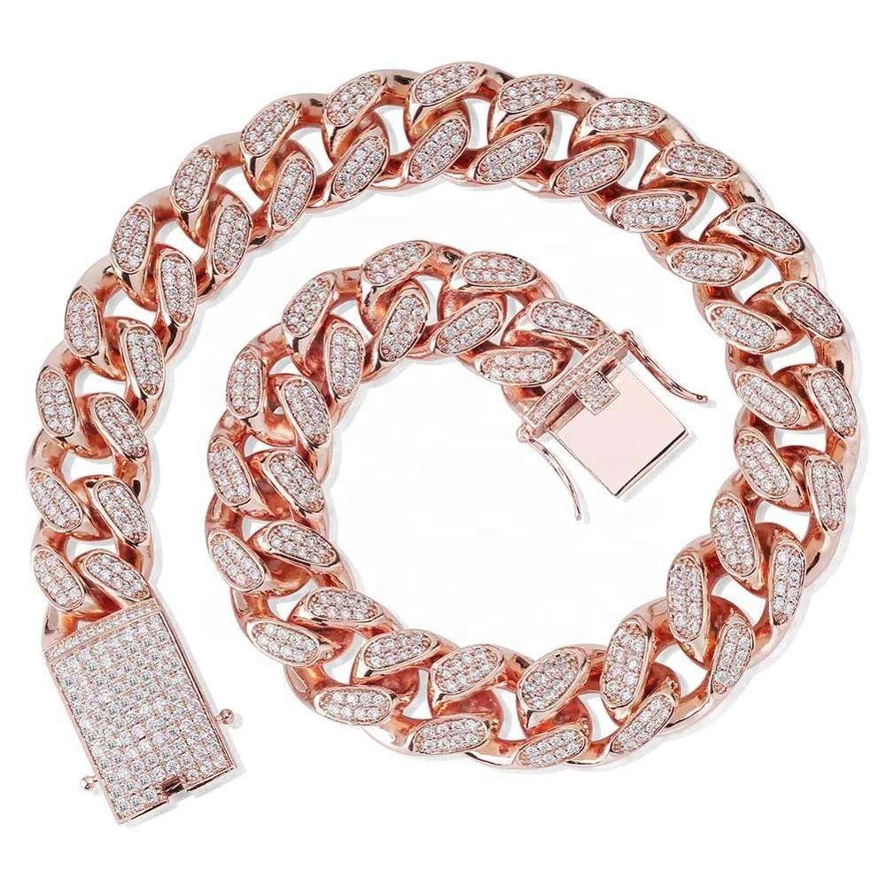 

Hip Hop Jewelry Gold Silver Rose gold 16inch-30inch Personalized Men's 20mm Miami Cuban Link Chain CZ Men Necklace