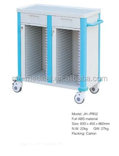 Made in China and factory produced comfortable medical case history trolley