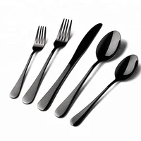 

20-piece Black Mirror Silverware Set Flatware Cutlery Stainless Steel Matte Metal Utensils Group Serves 4 Packing with Black Box