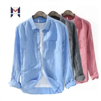 

2020 Foreign Trade Cotton Men Long Sleeves Linen Shirt