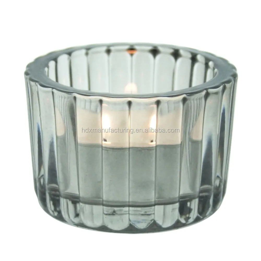 1oz Custom Ribbed Glass Candle Jar Bulk Tealight And Votive Candle