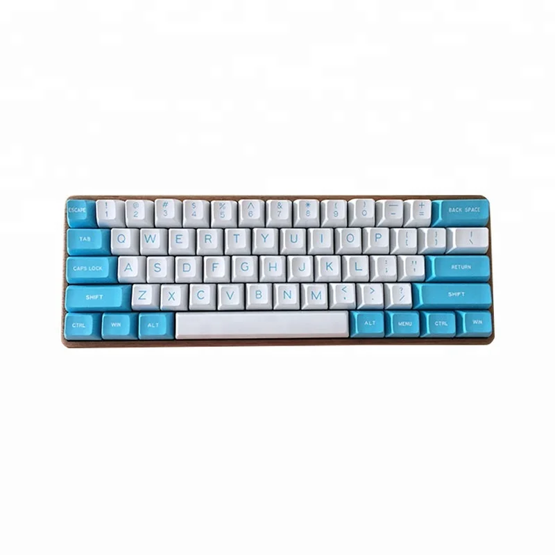 

2018 Professional 61 Keys Hall Effect Mechanical Keyboards Teak Wood Clickyb SA Keycaps, Teakwood white blue color