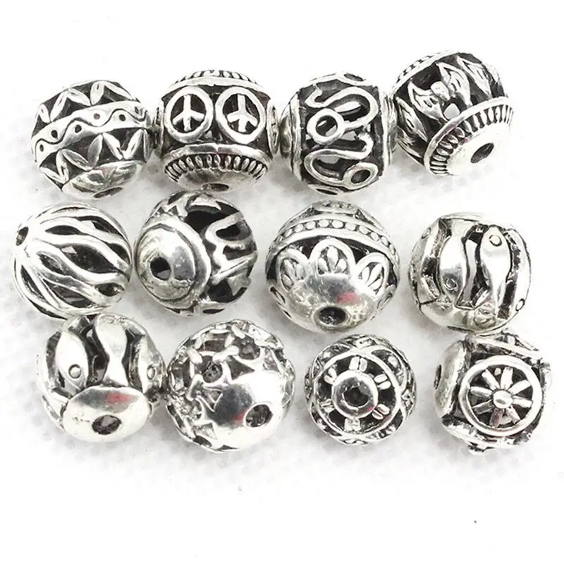 

J3006 Hot sale Diy Jewelry Making Accessories 10mm Tibetan Tone sliver Metal spacer beads