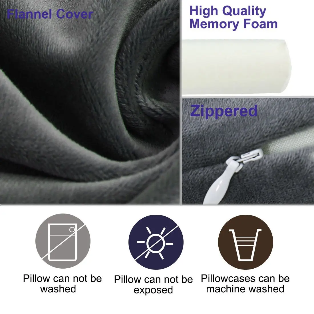 Comfort Lightweight Round Cervical Support Pillow Memory Foam Neck Roll Pillow