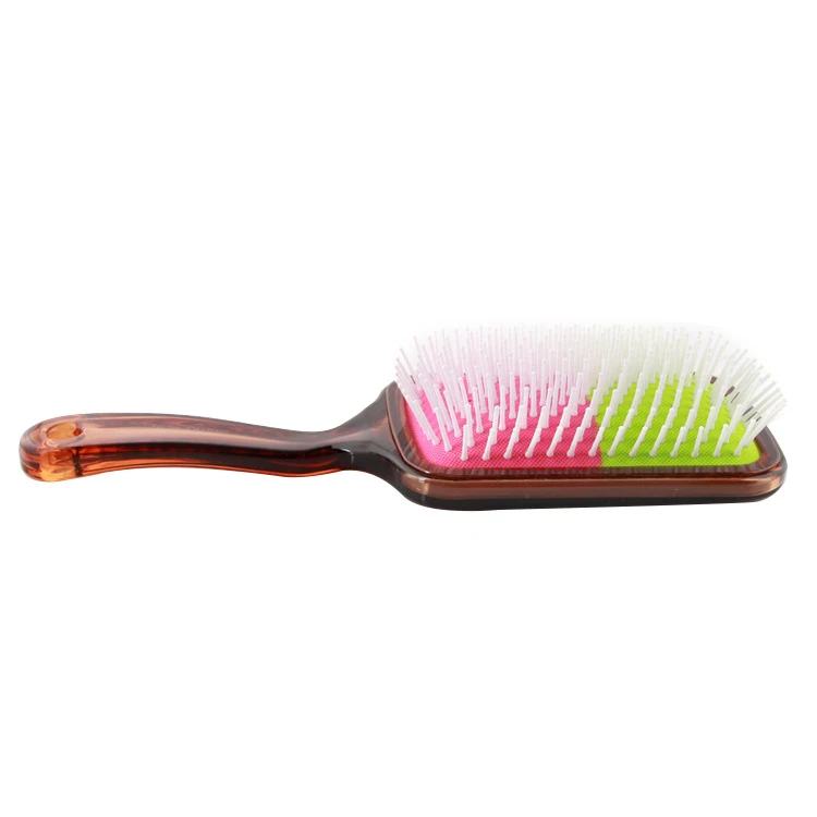

New Arrival Amber Color Big Hand Private Label Crystal Paddle Magic Hair Comb Straightener Massage Brush