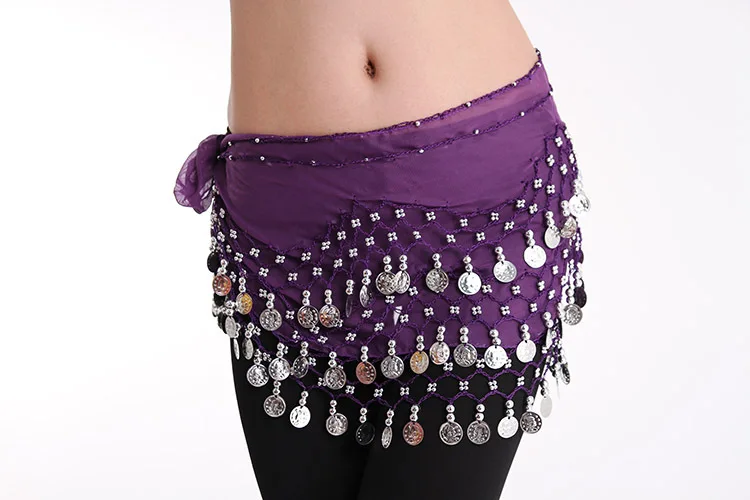 
Hip Skirt Scarf Wrap Costume Belly Dance Belt with Rows Gold Coins 
