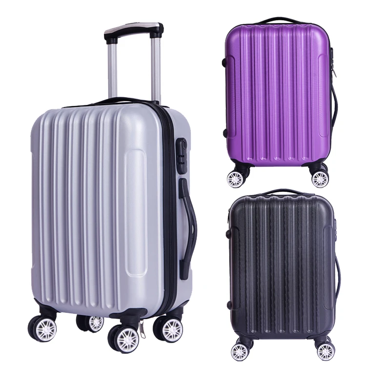 

3 Piece Set Zipper Plastic Hard Abs Trolley Luggage, Black grey blue yellow rose purple pink