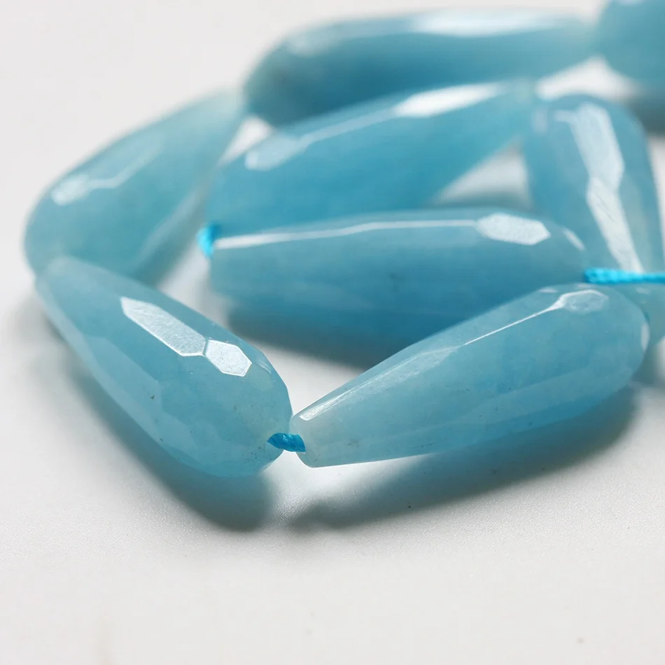 
Wholesale 10*30mm Faceted Blue Color Jasper Semi Precious Tear Drop Shape Beads for DIY Necklace Bracelet Making (3H8)  (62191670970)