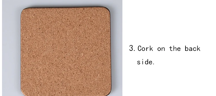 Custom Size and Pattern Sublimation Printing Blank Cork Backed Mdf Coaster