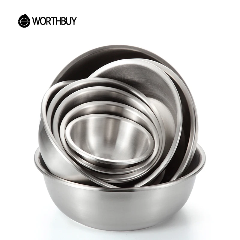 Worthbuy 304 Stainless Steel Bowl Chinese Fruit Vegetable Food Bowl