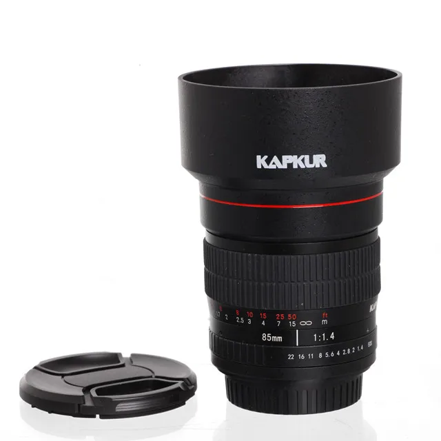 

Factory price 85mm F/1.4 Portrait Lens for Canon Nikon KAPKUR Best for studio portrait art photography, Black