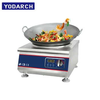 5000w 220v Stainless Steel Electric Commercial Induction Wok