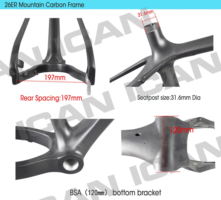 2021 Fat Bike Frame Mountain Bike Frame 26er Mtb Carbon Snow Fat Frame