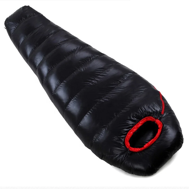 

Outdoor Ultralight Emergency Army Polyester Envelope Style Mummy Goose Down Sleeping Bag, Black