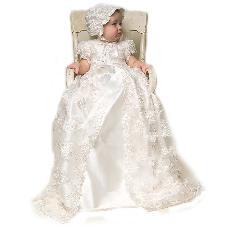 

Infant Toddler Baby Girls Christening Dress Baptism Gowns for Boys or Girls Christening Gowns Baby Birthday Dress with Bonnet, Ivory