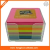 Custom logo printing memo pad sticky notes in transparent plastic box holder