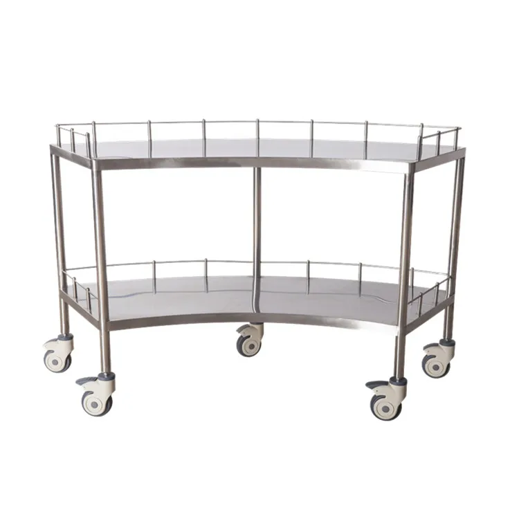 Stainless steel operating room crash trolley cart in hospital instrument trolley