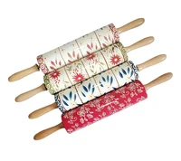 

Bohemian Fox Run Polished Ceramic Rolling Pin with Wooden Cradle