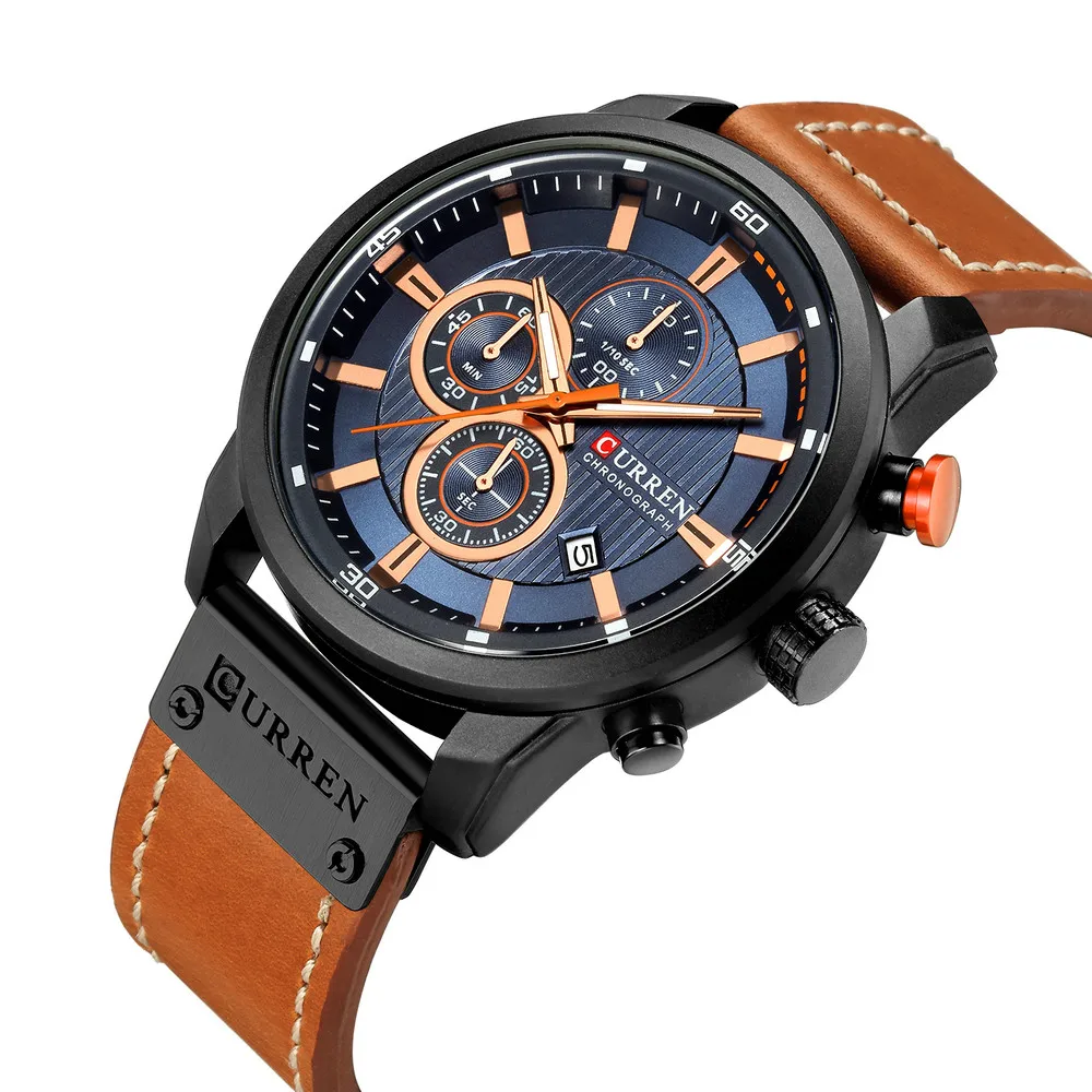 

Hot Selling CURREN 8291 Men Fashion Quartz Movement Wristwatches Genuine Leather Band Alloy Case Japan Movt Quartz OEM Watches