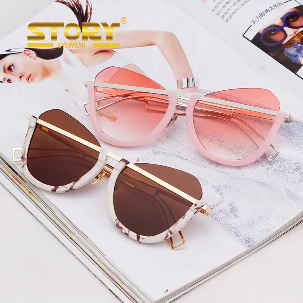 

STORY STY7098F half frame cateye bulk buying luxury sunglasses women