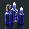 Hot Sale Low MOQ 15ml Blue Stainless Steel Ball Essential Oil Bottle Packaging Perfume Roller On Glass Bottle
