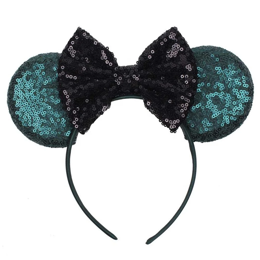 

2019 The Latest Elastic Baby Headband Dark Green Mouse Ears Kids Hairband, 1colors