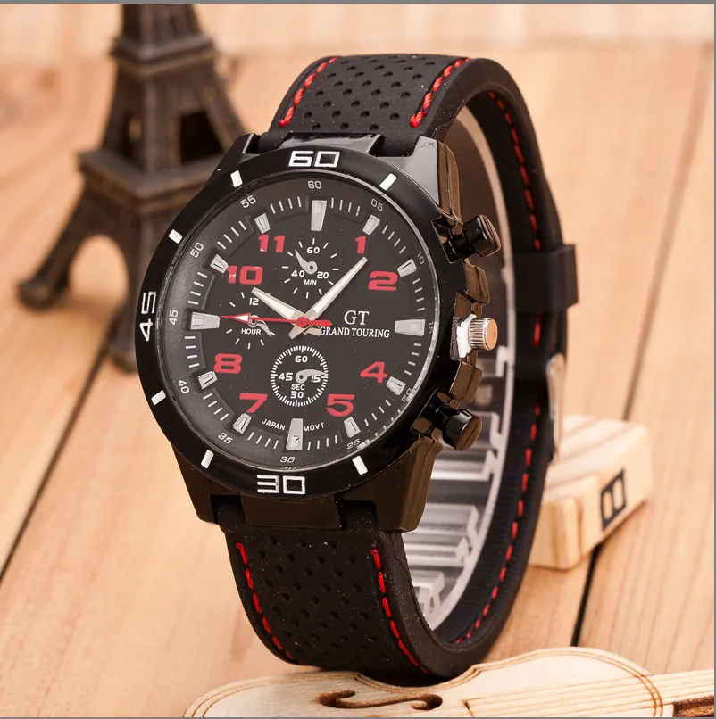 Fashion Men's Sport Wrist Watch Silicone Band Creative Quartz Gift Watches For Boy Friend SW054