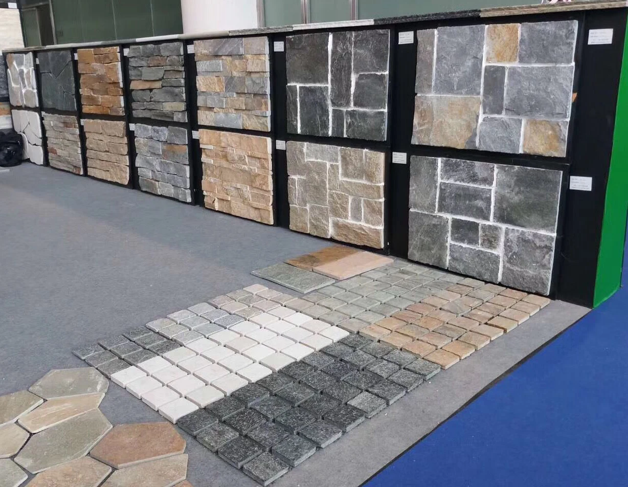 Garden Walk Way Black Quartz Pavers Natural Floor Stone Tiles
