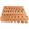 Teaching Aids Cylinder Socket Toys Wooden Cylinder Blocks Toy Montessori Cylinder Blocks