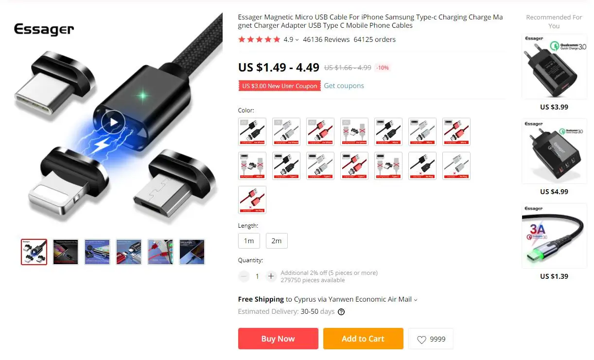 Essager Magnetic USB Type C Cable 3A Fast Charging Charge Cord USB-C Data Type-c Cable For Oneplus 6t 8 Magnet Charger - ANKUX.COM