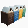 Four compartments metal recycling waste container