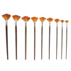9 Pcs Artist Fan Paint Brushes Set Nylon Hair Wood Long Handle Paint Brush Set for Oil Painting
