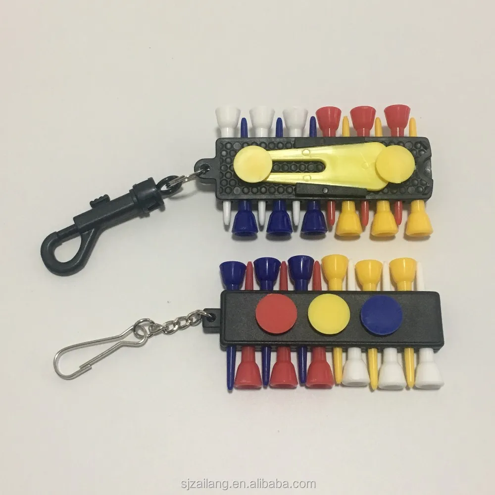 Portable Golf Tee Caddy Keeper 12 Tees 2 Ball Markers Divot Tool Pencil