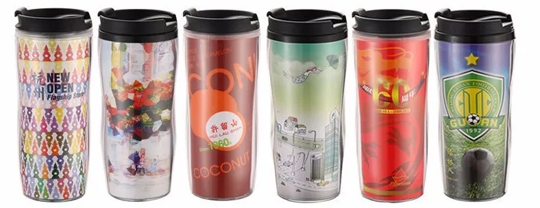 350ml Plastic Cup Double Wall with Paper Insert Cup