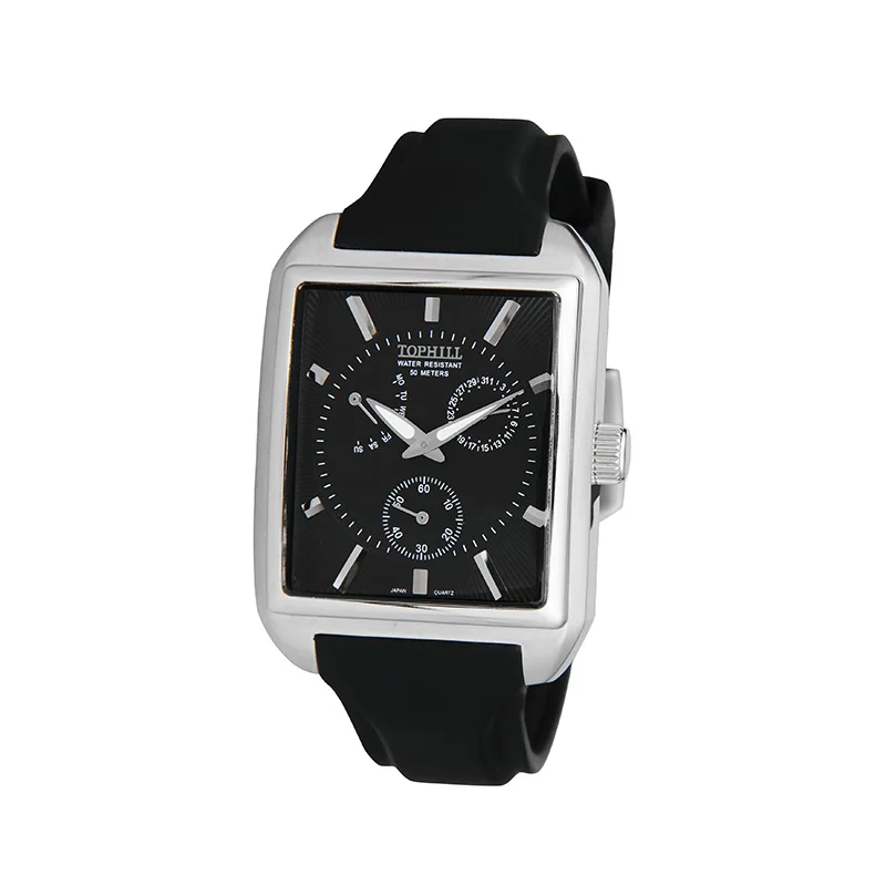 

High quality multifunction stainless steel back rubber strap quartz wrist watches
