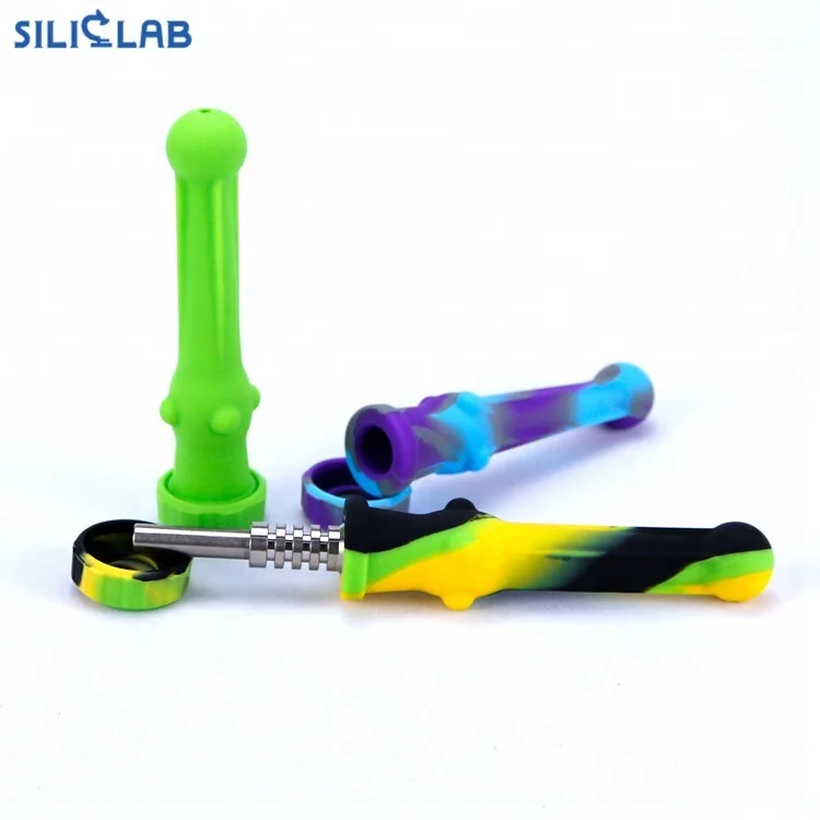 

Portable Handheld glass silicone pipe smoking bullet crack straw with electric titanium dab nail tobacco pipes smoking, Various color