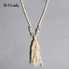 Artilady boho jewelry handmade off cream tassel pendant necklace ,natural shell stone beads necklace for women
