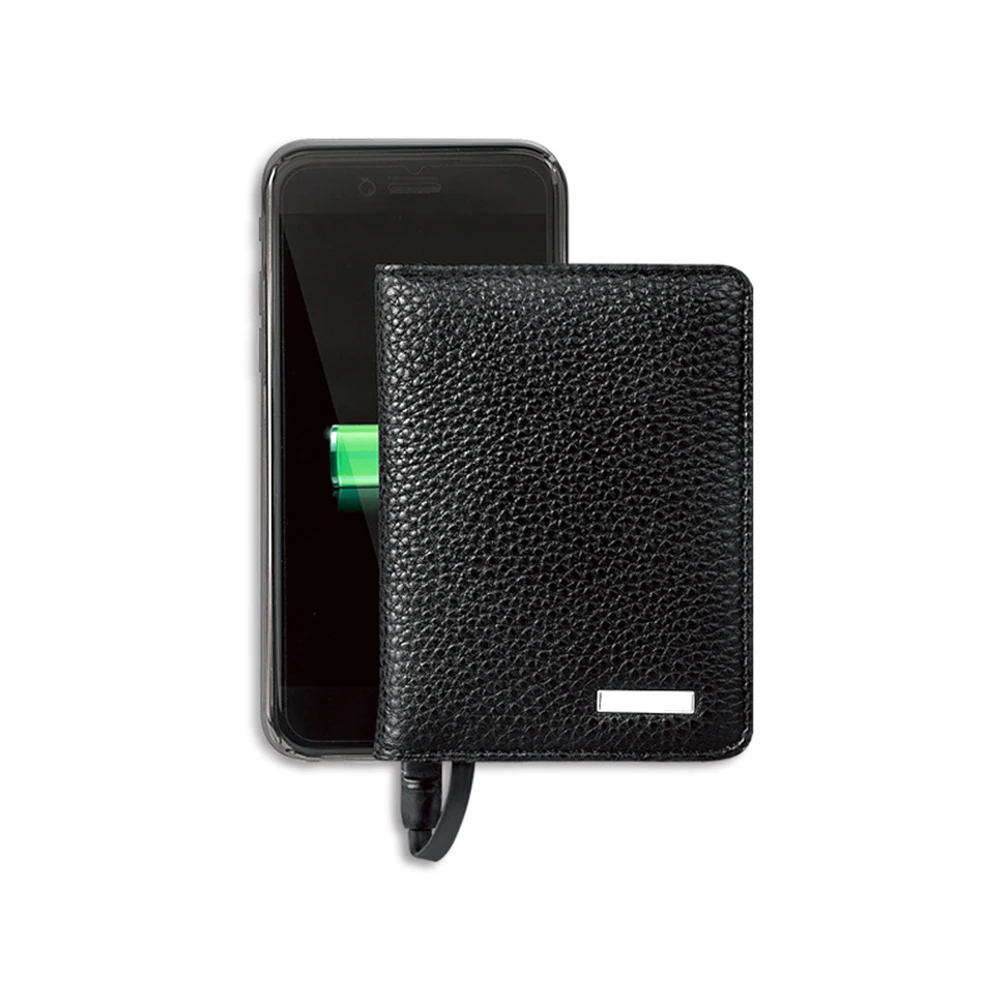 

2 in 1 Wireless Charger Leather PU Wallet Universal 4000mAh Card Slot Portable Power Bank Phone Charger for Iphone Android, N/a