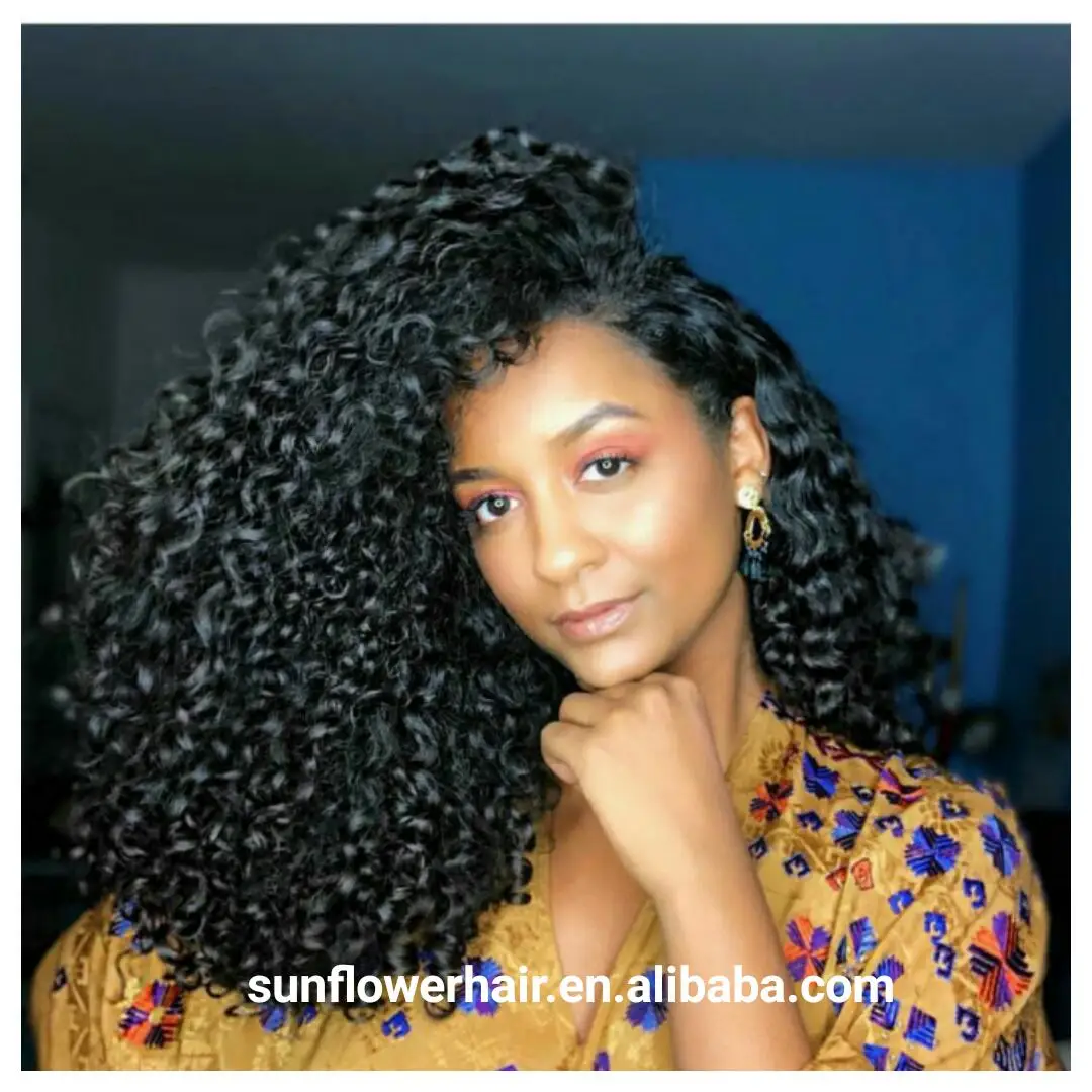 

Wholesale Virgin remy Chinese hair natural color curly density 200% 360 lace wigs for black women