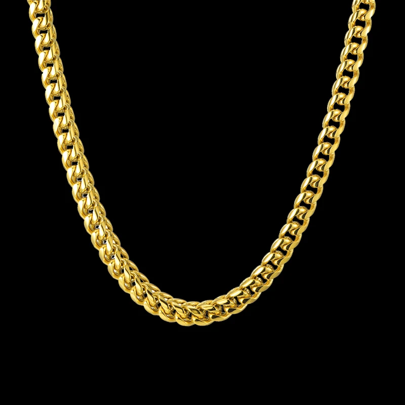 高品质不锈钢 18k 金嘻哈风古巴链项链