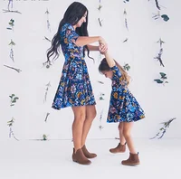 

Mom and Daughter Dress Mommy and me 2019 Blue Floral Printed Mini Dress Mother Daughter Dresses Mother and Daughter Clothes